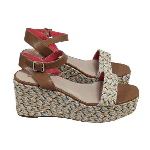 Mix No.6 Cammie Womens Size 8.5M Multicolor Chevron Wedge Heel Espadrille Sandal - Picture 1 of 11